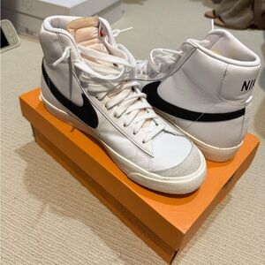 Nike White and Black Blazer High-Top Sneakers